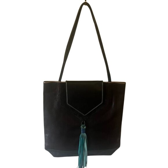 Ruby Firecat Artistic Leather Bag Blue Tassel Green Blue Purple Inside Bohemian - Picture 1 of 8